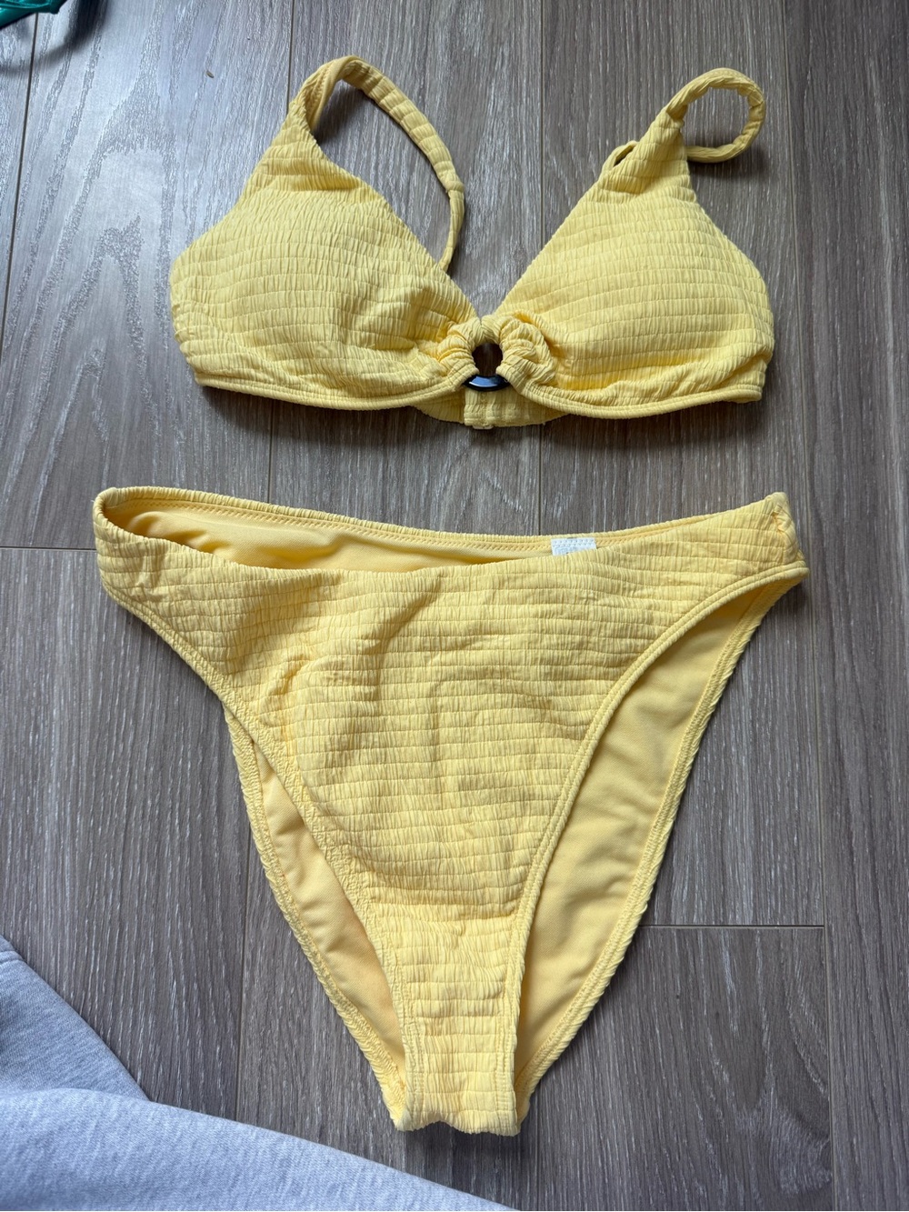 Abercrombie & Fitch Yellow Textured Bikini Set